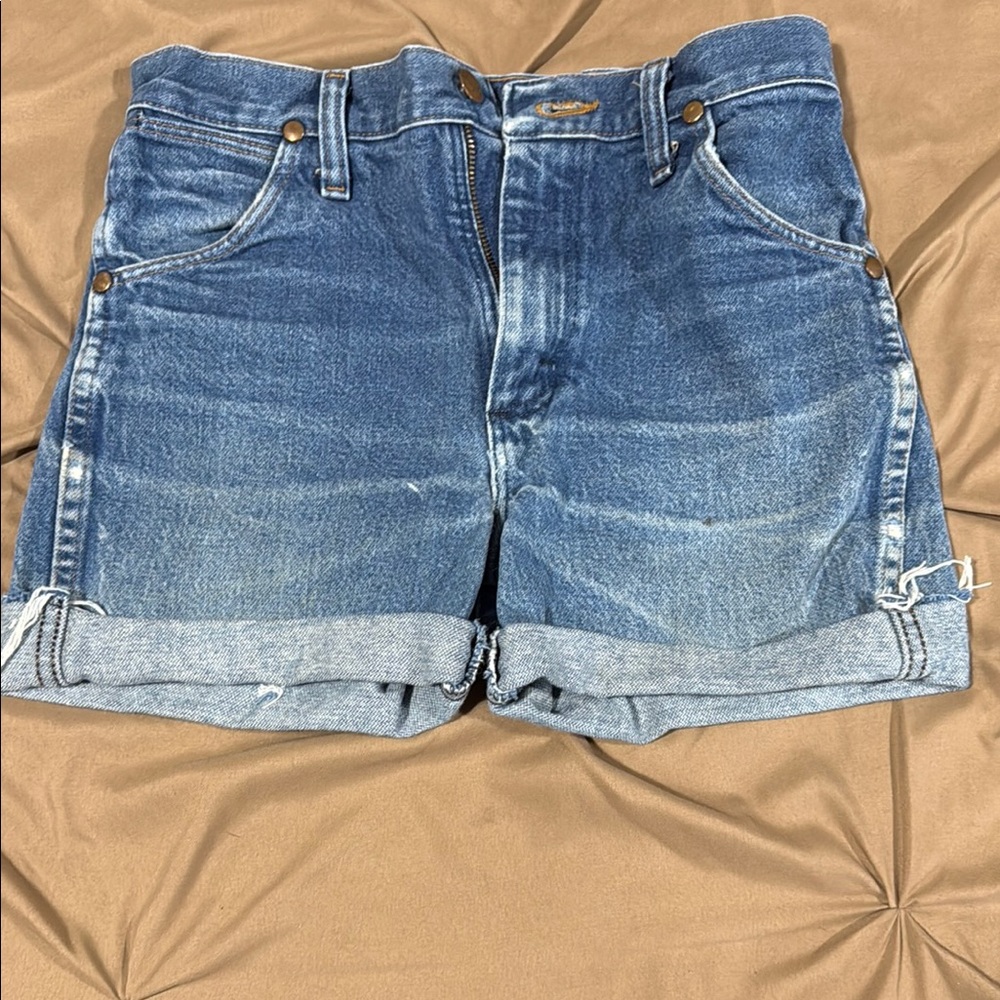 Wrangler Blue Jean Shorts with Vintage Faded Look
